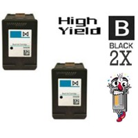 2 PACK Hewlett Packard HP67XL Black High Yield Inkjet Cartridge Remanufactured