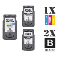 3 PACK Canon PG245XL CL246XL High Yield combo Ink Cartridges Remanufactured