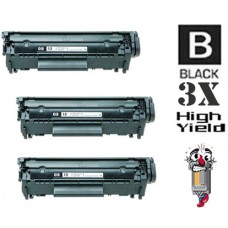 3 PACK Hewlett Packard Q2612X HP12X High Yield combo Laser Toner Cartridges Premium Compatible