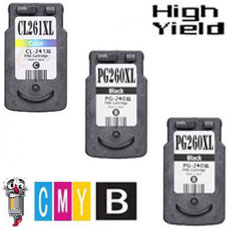 3 PACK Canon CL261XL / PG260XL High Yield combo Ink Cartridges Remanufactured