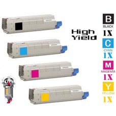 4 PACK OKI 521237 combo Laser Toner Cartridge Premium Compatible