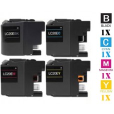 4 PACK Brother LC20E XXL Super High Yield Yellow Inkjet Cartridge Remanufactured
