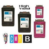 4 PACK Hewlett Packard HP64XL High Yield Color Ink Cartridge Remanufactured