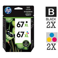 4 PACK Genuine Hewlett Packard HP67XL High Yield Tri-Color Inkjet Cartridge
