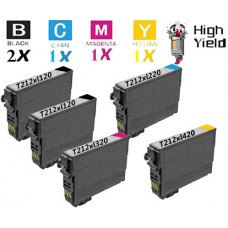 5 PACK Epson T212XL High Yield Ink Cartridge Remanufactured