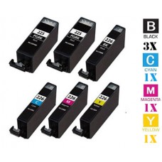 6 PACK Canon PGI225 CLI226 combo Ink Cartridges Remanufactured