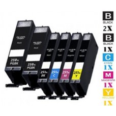 6 PACK Canon PGI250XL CLI251XL High Yield combo Ink Cartridges Remanufactured