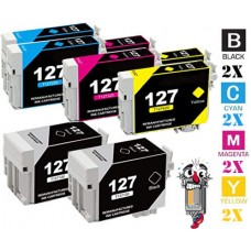 8 PACK Epson T127 combo Ink Cartridges Remanufactured