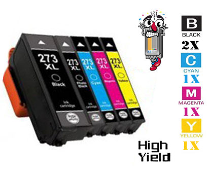 5 Piece Bulk Set Epson T273XL High Yield combo Ink Cartridges Remanufactured